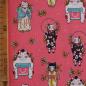 Preview: Baumwollstoff Motivdruck Katzen Japanstyle auf bonbonrosa